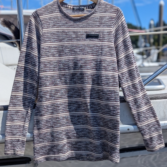 Philipp Plein | Logo Pullover Crewneck Sweater Striped Large B&W Cotton Vintage - Picture 2 of 11